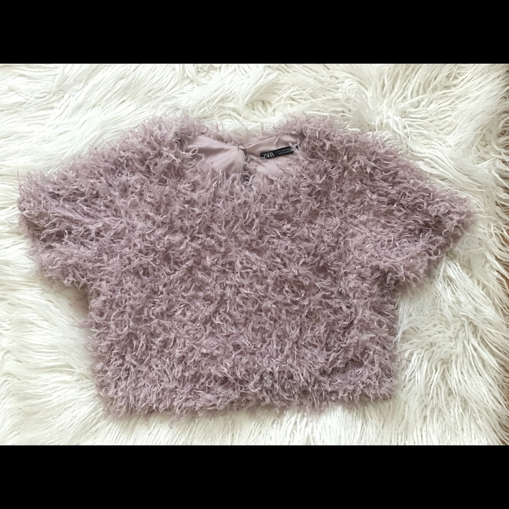 Mauve Fluffy Crop Top